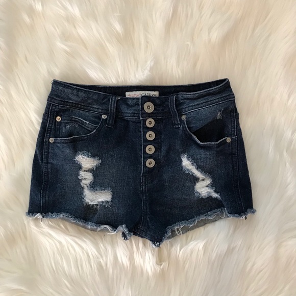 Guess Pants - GUESS Button Fly Distressed Jean Shorts